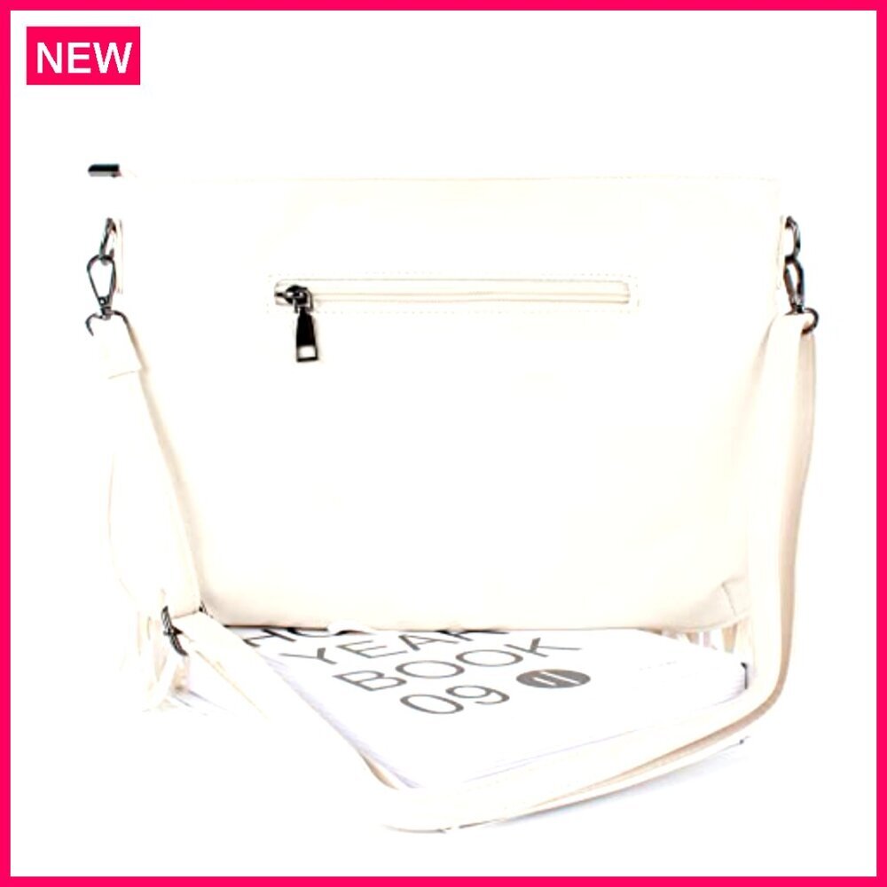 Large Leather Fringe Messenger Hobo Crossbody Bag with Tassel - Picture 6 of 8